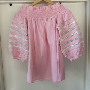 Mi Golondrina La Romantica off shoulder Pink Blouse XS/S